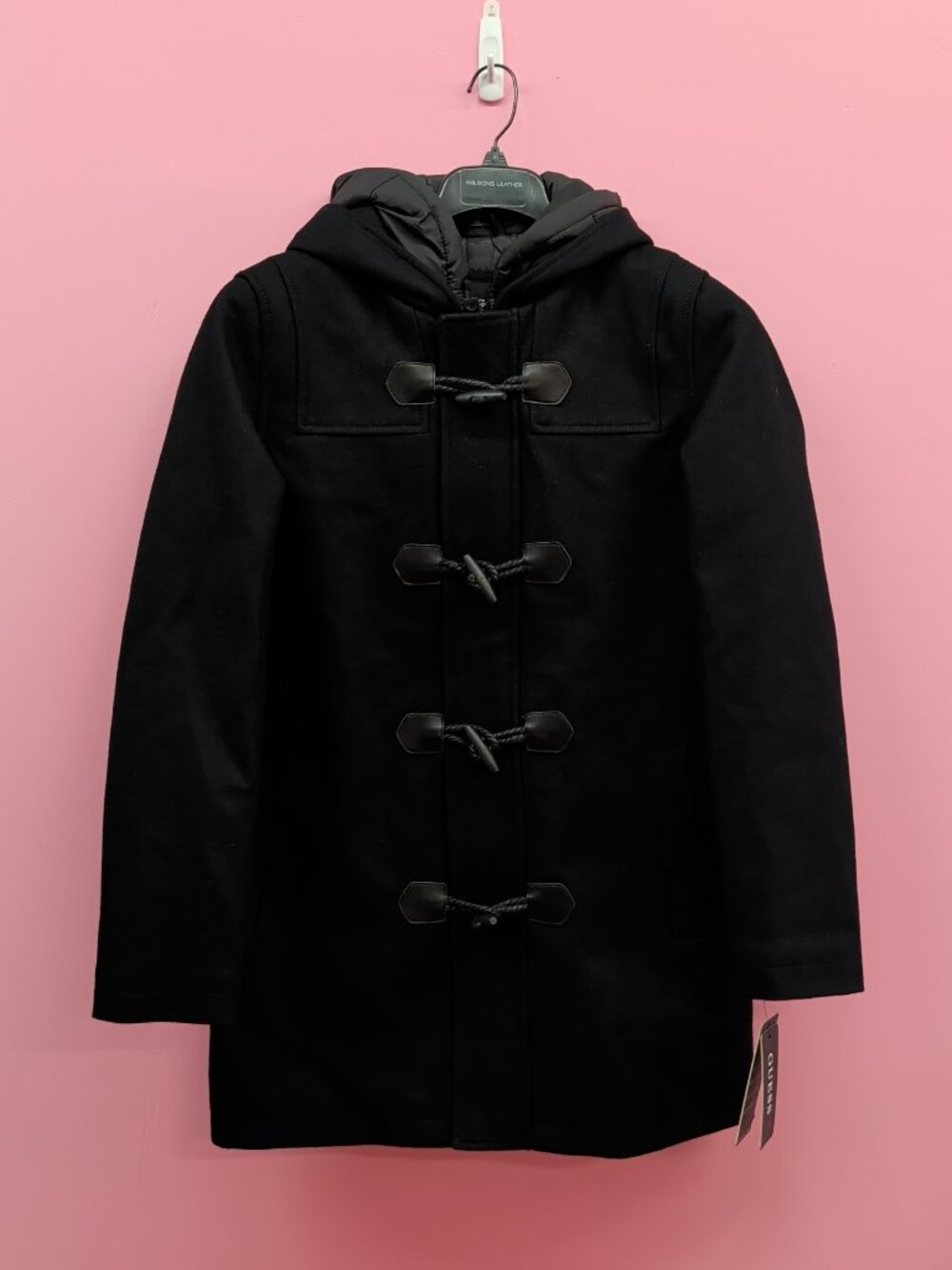 Guess Toggle Hooded Wool Blend Duffle Coat Women's XS Black